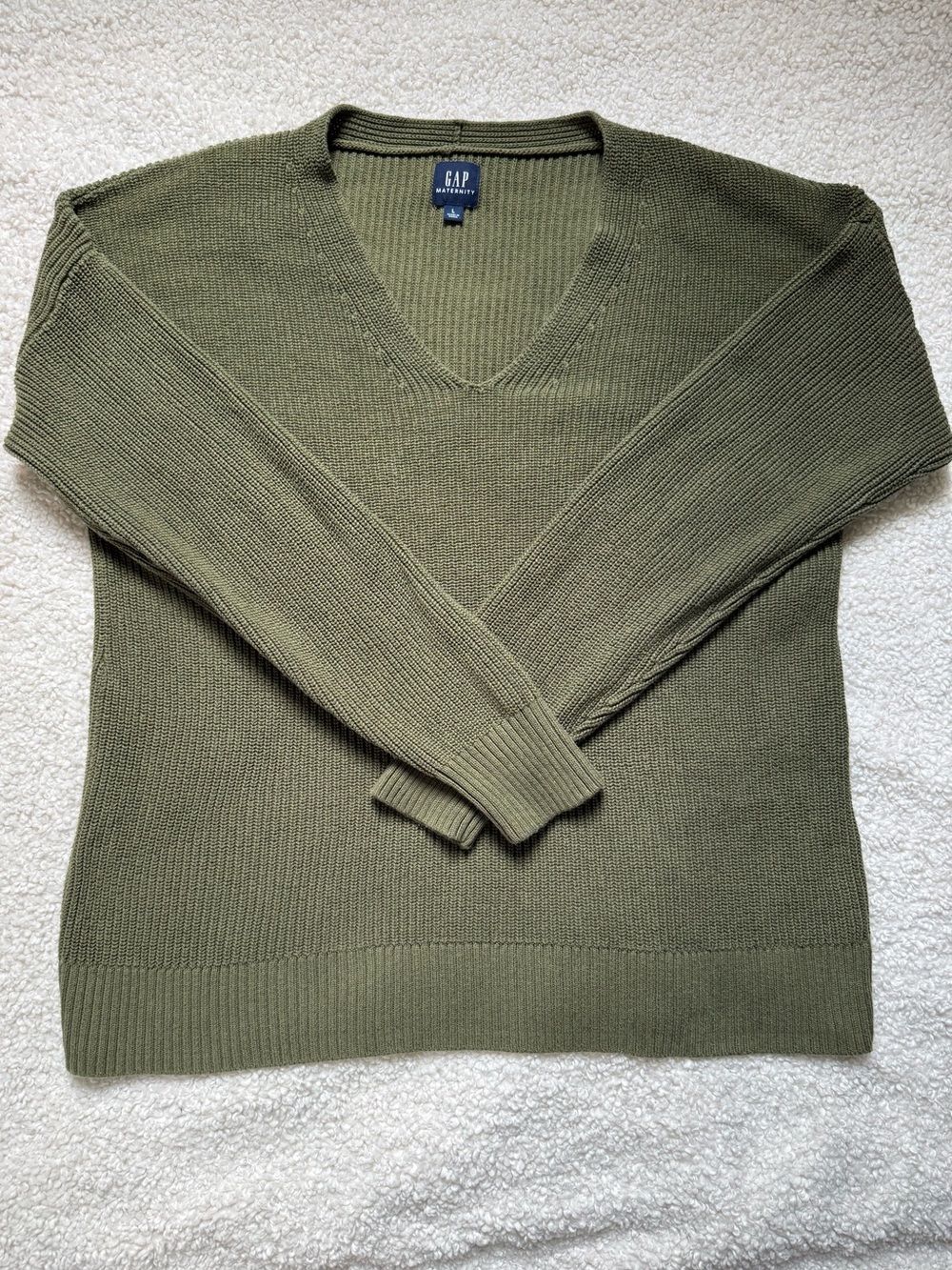 GAP Maternity Olive Ribbed V-Neck Sweater